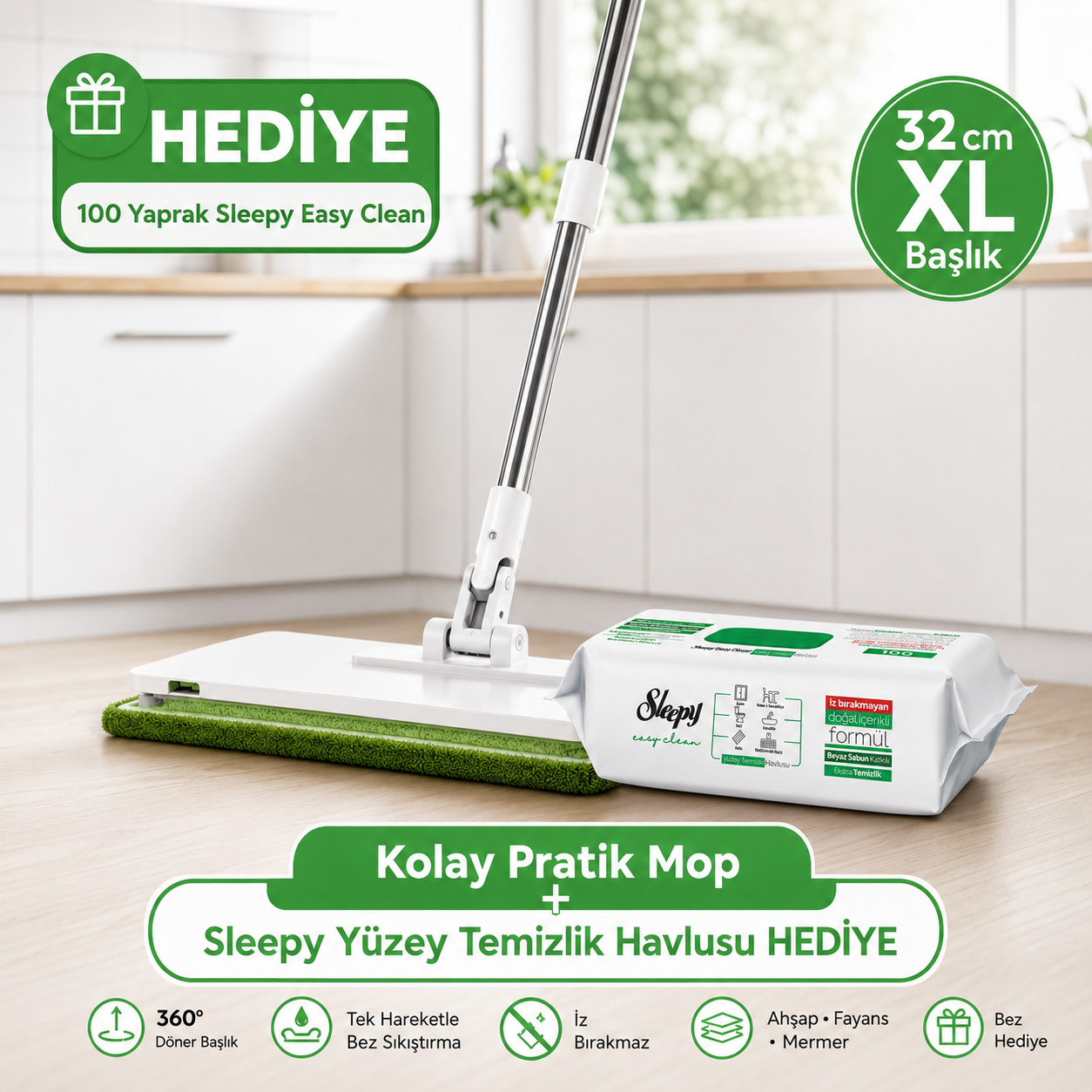 Pratiko Akıllı Bez Sıkıştırmalı Mop